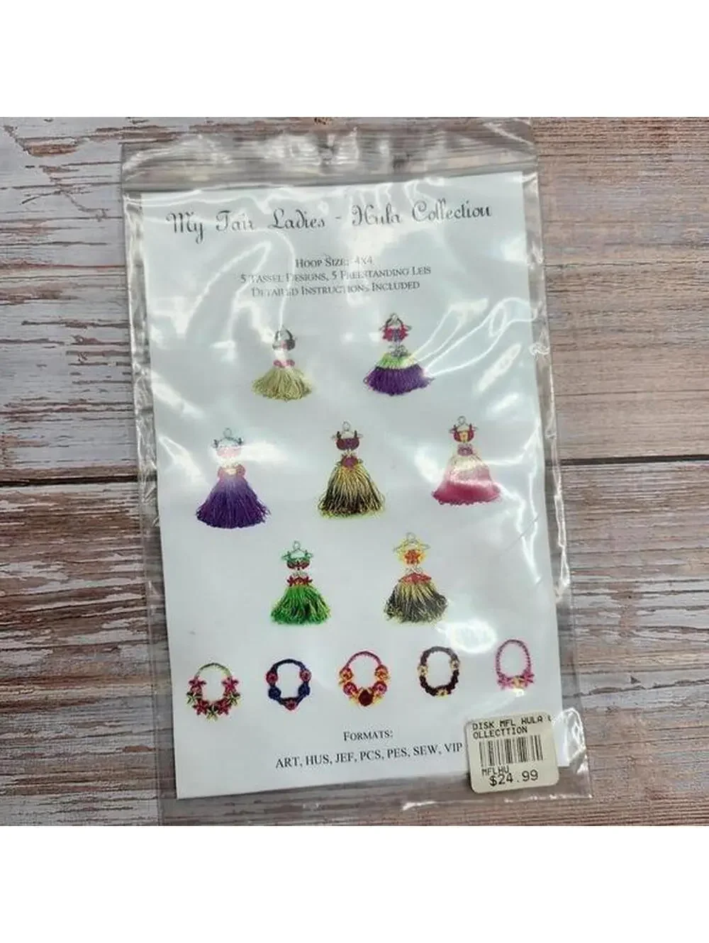My Fair Ladies Hula Collection Machine Embroidery Design CD 4x4 Hoop